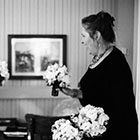The Bride gets a first look at her bouquet
