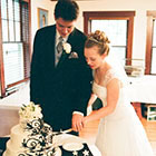 The Bride and Groom cut their wedding cake
