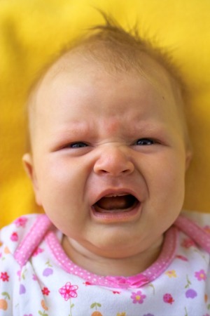 Portrait of a crying baby girl
