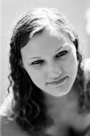 High angle senior portrait of a young woman.