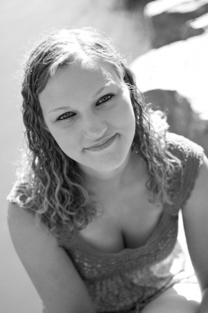 High angle senior portrait of a young woman.