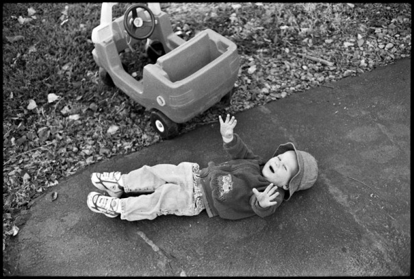 A one year old crashes his jeep