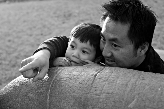 Portrait of a father and his son