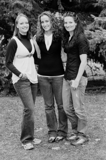 Group portrait of three young women