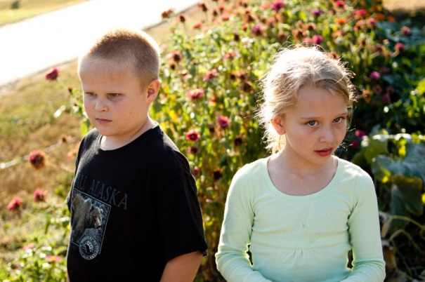 Portrait of six year old cousins