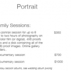 Family Portrait Pricing