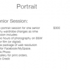 Senior Portrait Pricing