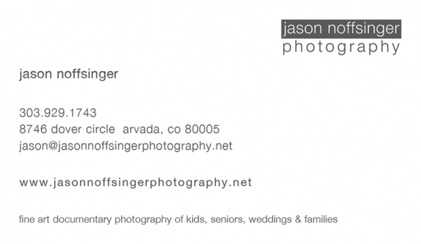 Front of Jason Noffsinger Photography Business Card