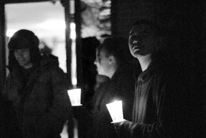 Students wait for the celebration to begin