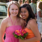 Teenage girls smile for the camera